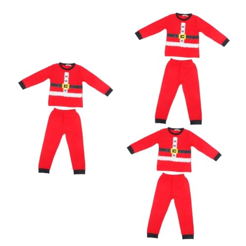 3 Sätze Weihnachtspyjama-Set Weihnachtsmannanzug Weihnachtsmann Kostüm Für Kinder Weihnachtsnachtwäsche Weihnachtsmann-kostüm Kinder Weihnachtskostüm Kindernachthemd Polyester Rot TOYANDONA von TOYANDONA