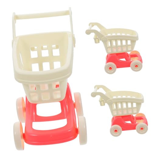 3 Teiliges Einkaufswagen Ornament Mini Spielzeugkarren Trolley Kinderwagen Spielzeughaus Faltbarer Wäschekorb Puppenhaus Puppenwagen Mit Rädern Wagen Partyspiele Für TOYANDONA von TOYANDONA