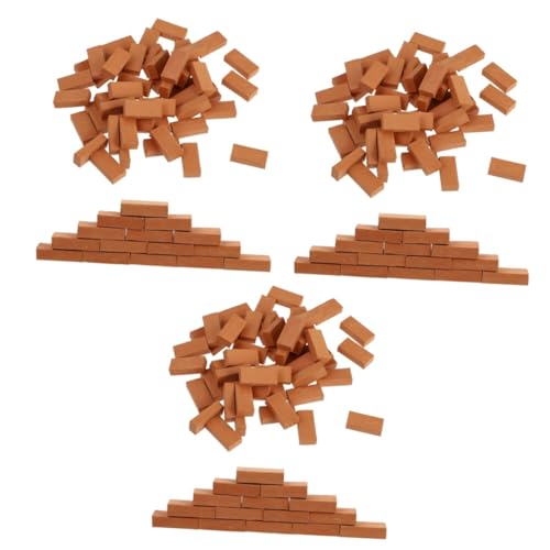 300 STK Mini-Steine Kinderspielzeug Spielzeug für Kinder raumdeko Miniatur-Ziegelfigur Miniatur-Sechskantstein Spielzeuge Bausteine Miniatur-Wandziegel Feengarten Ziegel Ton Brown TOYANDONA von TOYANDONA