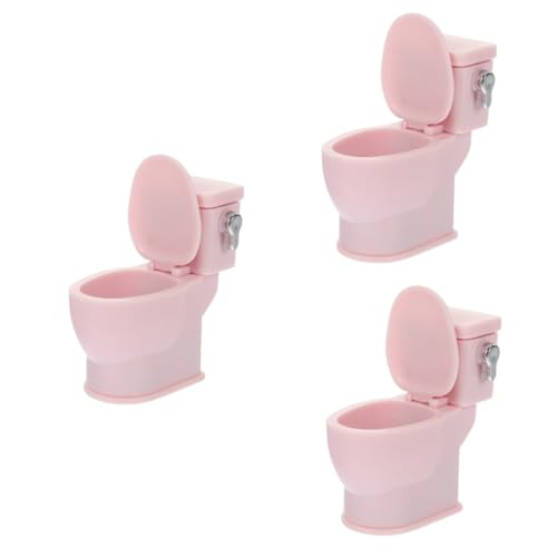 3St Puppenhaus-Toilette realistische Mini-Toilette Mini-Hausmöbel-Dekor Miniaturen puppenhaus Badezimmer puppenhaus Einrichtung Puppenhaus Mini-Toilette Mini-Töpfchen Plastik Rosa TOYANDONA von TOYANDONA