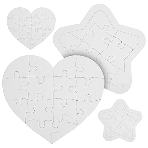 4 Sätze Puzzle zum Ausmalen Leere Rätsel Leere Puzzles zum Dekorieren DIY-Puzzle leeres Puzzle weiße Rätsel Herz Rätsel bastelt Rätsel DIY-Rätsel Rätsel Spielzeug Papier TOYANDONA von TOYANDONA