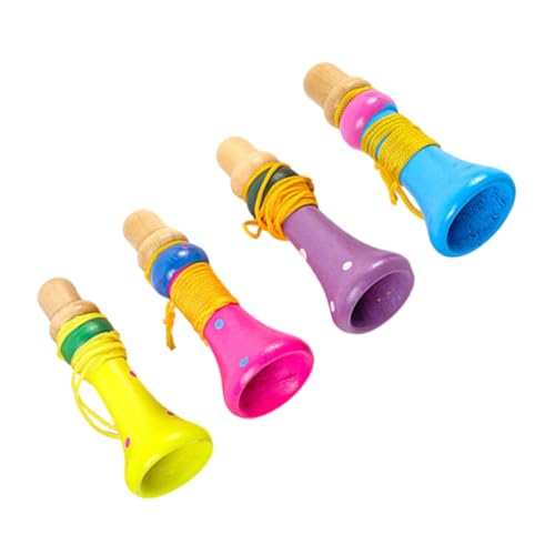 4 Stück Kleine Hölzerne Hornspielzeuge Für Kleinkinder Kleinkindmusik Kindermusik Musikspielzeug Spielzeugtrompete Kinderspielzeug Kindertrompete Schöne TOYANDONA von TOYANDONA