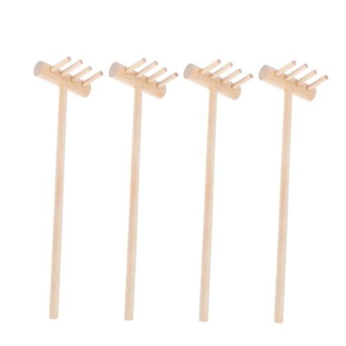 4 Stück Mini-Holzrechen und Sandrechen Mini-Sandtischrechen Tisch-Mini-Rechen holzspielzeug Sandspielzeug Sandkasten-Rechen-Bastelarbeiten Mini-Rechen für Sandkasten Khaki TOYANDONA von TOYANDONA