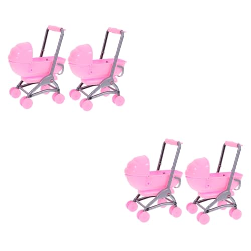 TOYANDONA 4 Stück Spielzeugkinderwagen für Kinder Geburtstagsgeschenk für Kinder kinderspielzeug Mini-Puppenwagen Mini-Puppenkinderwagen-Requisite Puppenwagen für 5-jährige Mädchen Abs Rosa von TOYANDONA