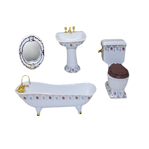 4 Stück Zubehör Für Puppenhäuser Becken Puppenhaustoilette Wannen Miniwanne Miniatur Dollhouse Decor Liege Porzellan Puppenhaus-badewanne Mini-hausbedarf Weiß Keramik TOYANDONA von TOYANDONA