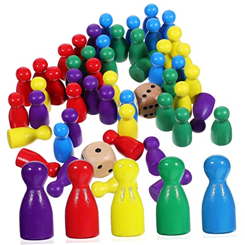 50 Stück Brettspiele Schachfiguren Spielset Spielfiguren Schachspiele Schachbrett Spielmarke Brettspielzubehör Fliegendes Schach Rätsel Brettspiel Schach Ketten-dreieck-Spiel Holz TOYANDONA von TOYANDONA