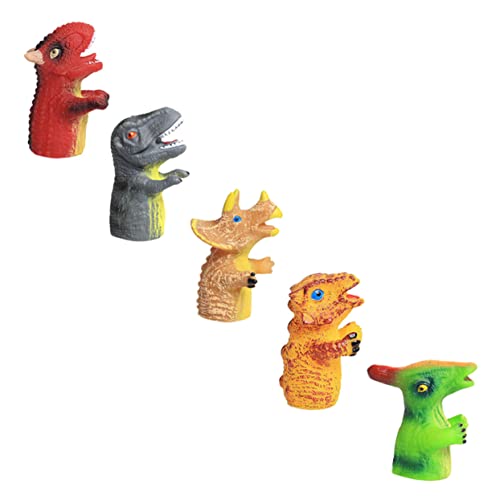 5St Dinosaurier-Fingerspielzeug Familie Fingerpuppen Tiere Fingerpuppen Kopf Spielzeug saurier Spielzeug Dinosaur Toys Spielzeug mit Fingerärmeln Cartoon-Fingerspielzeug Plastik TOYANDONA von TOYANDONA