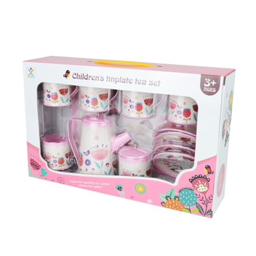 TOYANDONA Osterparty Gefallen Kleine ?dchen ? Tee Set: Kinder Blechbl?schen Spiel Tee Set Keramik Tee Party Set Nachmittag Tee Time Playset für Kinder Kinder Puppenstuben-Teekessel von TOYANDONA