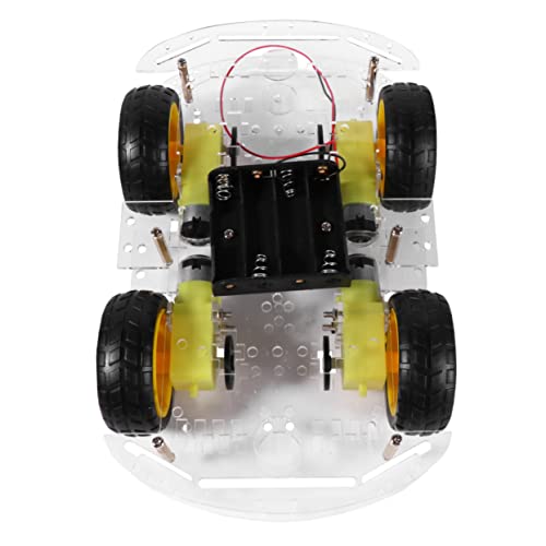 Smart-Car-Chassis mit Vier Rädern RC Auto für Kinder Kinderauto Roboterrad Auto Roboter Kinderspielzeugroboter Robots for kinderroboter Robot Chassis-Kit Plastik Black TOYANDONA von TOYANDONA