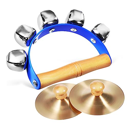 TOYANDONA ， Handgehaltene Trommelglocke Tragbare Schlittenglocke Kind Musikinstrument Minispielzeug Für Kinder Fingerbecken Für Klingglöckchen Der Jingle-Shaker Rasselt Klimpern Holz von TOYANDONA