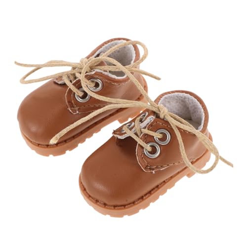 TOYANDONA 1 Paar Puppenlederschuhe Aus Baumwolle Puppenschuhe Babyschuhe Für Mädchen Anziehschuhe Für Mädchenpuppen Mini-kleiderschuhe Jungenpuppenkostüm Spielzeug Light Brown Kunstleder von TOYANDONA