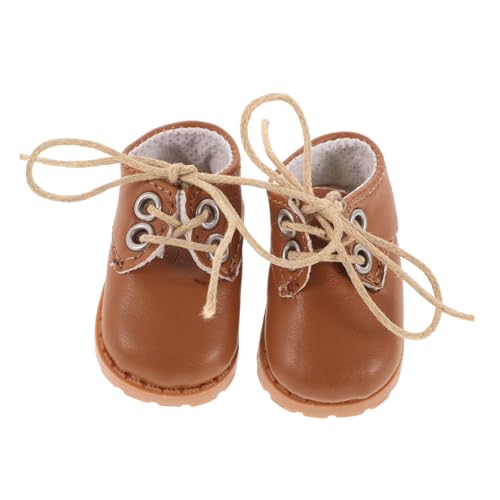 TOYANDONA 1 Paar Puppenlederschuhe Aus Baumwolle Puppenzubehör Puppenwagen Wiedergeborene Puppe Meine Lebenspuppe Miniatur Puppenkleidung Puppenmädchenschuhe Light Brown Kunstleder von TOYANDONA