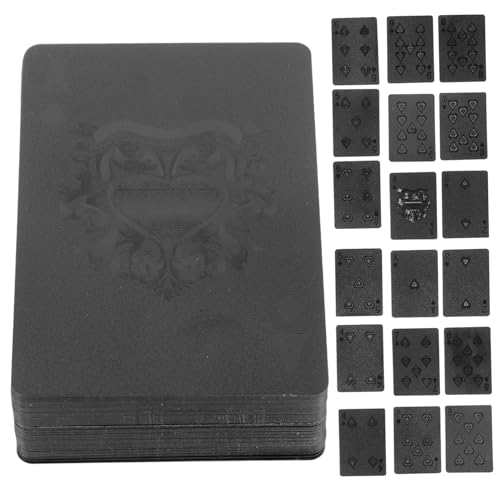 TOYANDONA 1 Packung Wasserfeste Spielkarten aus Schwarzgold Schwimmbad Tarot-Karten Trickspielkarten Waterproof Playing Cards wasserdichte Spielkarten Schachbrett Spiele Pokerkarte PVC Black von TOYANDONA