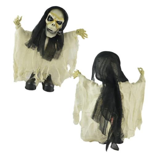 TOYANDONA Leuchtendes Skelett Spielzeug Halloween Tanzen Gruselig Streich Keine Notwendigkeit Schwarz Beige von TOYANDONA