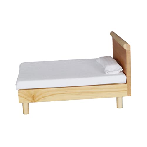 TOYANDONA 1 STK Mini-doppelbett Mini-puppenhausbett Spielzeug Für Kinder, Mädchen Umgekehrte Brustwarze Simulationsbett Bettzubehör Rollenspiel Spielzeug Modell Doppelbett Eiche Khaki von TOYANDONA