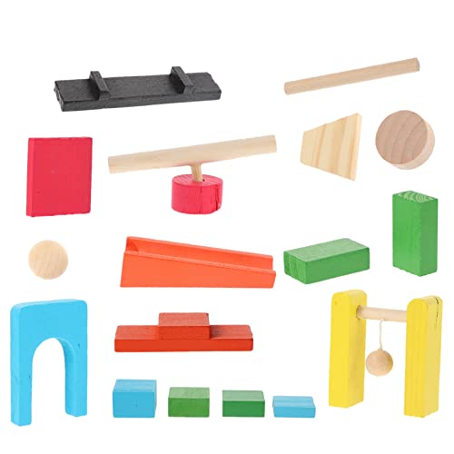 TOYANDONA 1 Satz 19 Teiliger Domino Mechanismus Kinderbausteine Set Dominosteine Früherziehung Domino Standardbausteine Domino Spiel Bausteine ​​Aus Holz von TOYANDONA