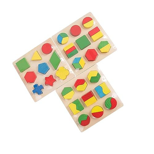 TOYANDONA 1 Satz 3St Lernspielzeug aus Holz Formerkennungsspielzeug für Kinder Spielzeug mit geometrischen Blöcken Geometrischer passender Baustein Hölzern von TOYANDONA