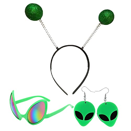 TOYANDONA 1 Satz Alien-Stirnband Kostüm Zubehör drei funkeln Halloween-Dekorationen glühen partybrillen set party brillen sets Mottoparty-Kopfbedeckung Stirnbänder Alien-Brille Plastik Green von TOYANDONA