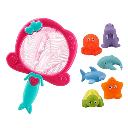 TOYANDONA 1 Satz Angeln Shower Toys Aqua Spielzeug Bath Toy Fun Bath Toy Tierspielzeug -Meerjungfrau-Badenetz Badespielzeug für Kinder Badespielzeug fürs Badezimmer Plastik rot von TOYANDONA