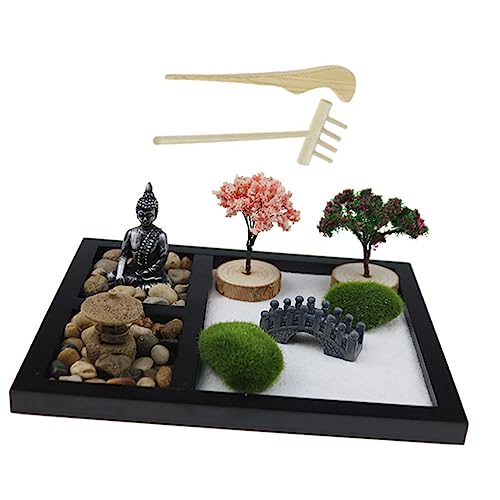 TOYANDONA 1 Satz Anlage Gartenzubehör Wohnkultur Modern Tischplatte Meditationszubehör Zen-Garten-Set Bonsai-Baum-kit Sandkastenverzierung Für Den Garten Gartensandkasten Schmücken MDF von TOYANDONA