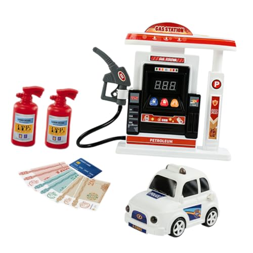 TOYANDONA 1 Satz Autospielzeug Für Puppenwagen Spielzeuge Batterien Auto Miniatur-tankstellendekoration Lernfahrzeug Mini-tankstellen-ornament Weiß Plastik von TOYANDONA