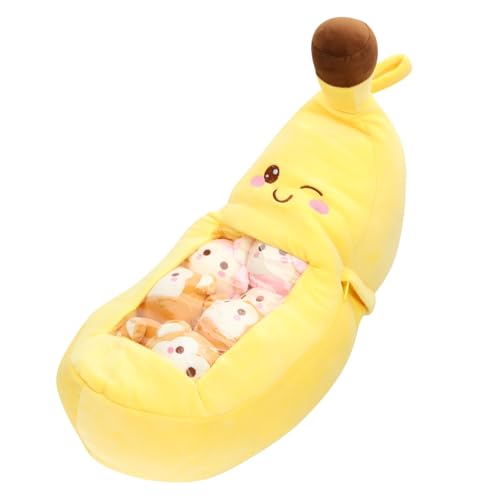 TOYANDONA 1 Satz Bananenkissen Bausatz Taschenbanane Kind Hasenohren Pole kopfkissen Plüschtiere aus Obst Flauschige Kuscheltiere Bananenplüsch Kuscheltiere für Mädchen PP Baumwolle Yellow von TOYANDONA