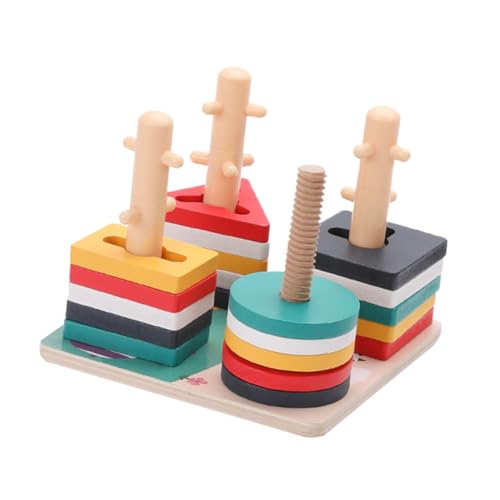 TOYANDONA 1 Satz Bauernhof Tier-Set-säule Holzbaustein Kognitive Spielsachen Frühpädagogisches Angebot Colorful Hölzern von TOYANDONA