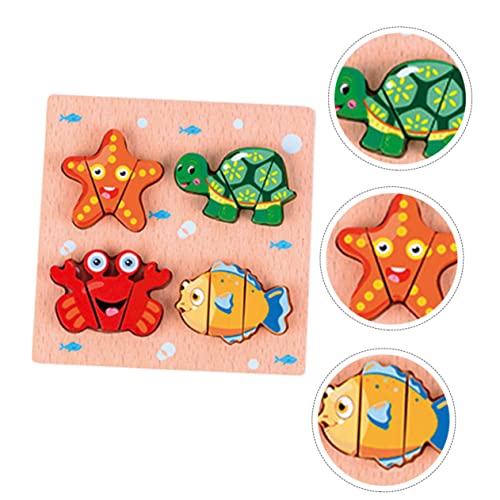 TOYANDONA 1 Satz Baupuzzle Spielzeug Für Babys Passendes Spiel Tierform Puzzle Spielzeug Lernpuzzles Kinderspielzeug Meerestier Spielzeug Spielzeug Mit Kordelzug Rotes Holz von TOYANDONA