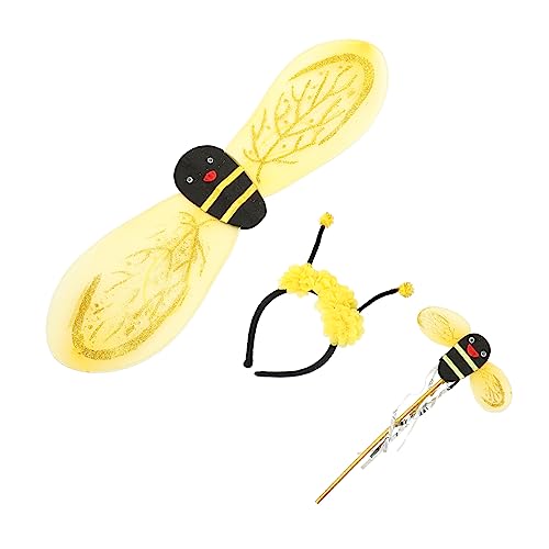 TOYANDONA 1 Satz Bienenflügel Bienenbecher Bienenfigur Bienenspielzeug Bienenbanner Plüsch feeflügeln Fairy Wand Bienenkopfband für Feenstock Feenflügel für Stoff Yellow von TOYANDONA