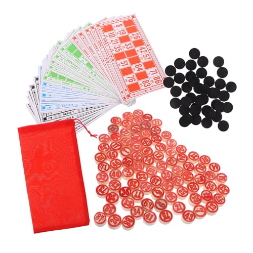 TOYANDONA 1 Satz Bingo-Schach Russisches Bingospiel Planke Bingo-Karten Spiele Holz Schachspiel Figuren Schachspiel Schachbrett interessante Bingopapiere lustige Bingokarten Plastik rot von TOYANDONA