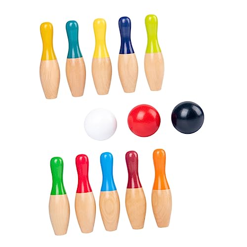 TOYANDONA 1 Satz Bowlingkugel aus Holz Mädchen Spielzeug Modell Bowlingkugeln Kinder Bowling Set Kinder holzspielzeug Indoor-Spiel für Kinder Bowling-Spielzeug für Kinder hölzern Colorful von TOYANDONA