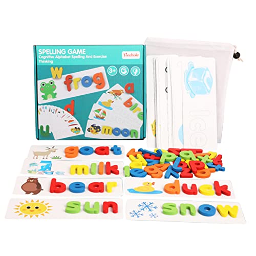 TOYANDONA 1 Satz Buchstaben Puzzle Wörter Alphabet-buchstabierspiele Für Kinder Englisches Rechtschreibspielzeug Buchstabenwörter Passendes Spielzeug Alphabet-Puzzle-Spielzeug Holz von TOYANDONA