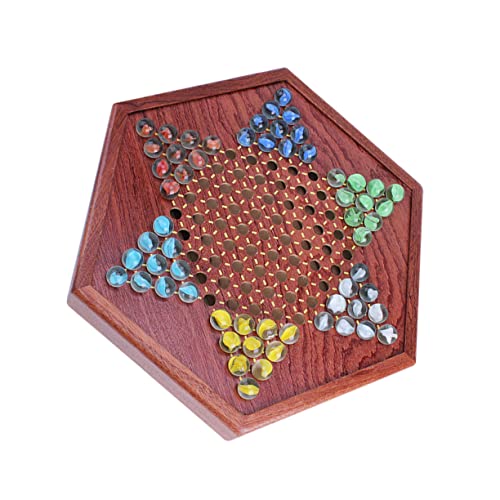 TOYANDONA 1 Satz Dame die chinesin Ludo brettspiel holzspielsachen brettspielr Board Games Glasmurmeln Spiele Schach Planke Kette Sechseck-Checker Brettspiel aus Holz hölzern Brown von TOYANDONA