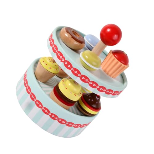 TOYANDONA 1 Satz Dessert-simulationsspielzeug Kuchenturm Spielzeugbausatz Kuchen-Modell Simulationskuchen Simulierte Spielhaus-Desserts Dessertspielzeug Spielendes Hausspielzeug Holz von TOYANDONA