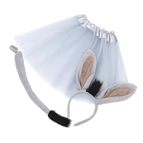 TOYANDONA 1 Satz Esel-Stirnband-Set Partykostüm verkleiden Schwanzkostümzubehör Halloween-Tier-Cosplay Tutu-Ohren- -Kostüm Halloween verkleiden Hunde-Esel-Kostüm Stoff Grey von TOYANDONA