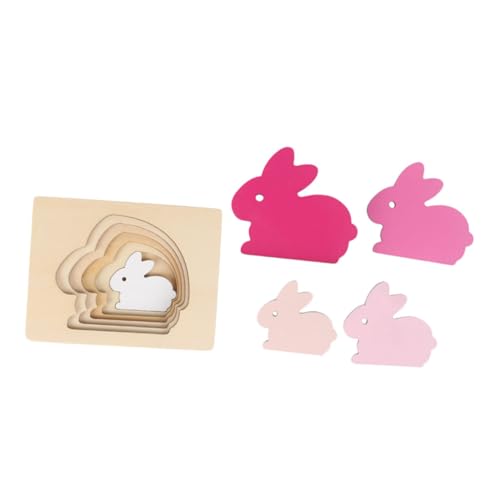 TOYANDONA 1 Satz Farberkennungsspielzeug Kaninchen Puzzlekleber Puzzlematte Frühpädagogisches Stereo- Aus Holz Stereo-Puzzle Puzzle in Tierform Hölzern Rosa von TOYANDONA