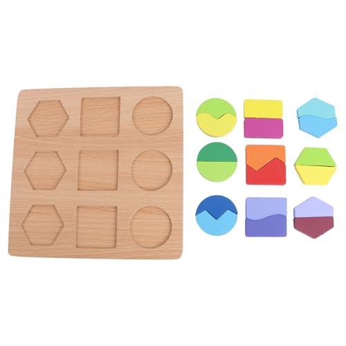 TOYANDONA 1 Satz Geometrie Mathe Spielzeug zabawki stymulujące rozwój Pädagogisches Spielzeug Holzformen-Puzzle Geometrie-Puzzle aus Holz Geometrie Rätsel Bambus von TOYANDONA