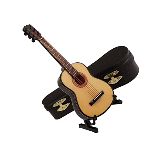 TOYANDONA 1 Satz Gitarrenmodell Gitarre Für Miniatur Instrumente Winzig Neonschilder Für Schlafzimmer Elektronisch Ornamente Musical Koffer Für E-Gitarre Vinyl Plastik Khaki von TOYANDONA