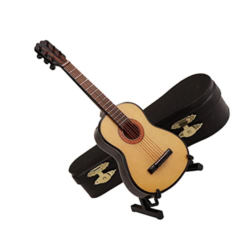 TOYANDONA 1 Satz Gitarrenmodell büro Dekoration Office Decoration Ideas wohnraumdeko Bausätze Musical Miniatur Mini-Gitarren-Modell- Gitarren-Desktop- hölzern Khaki von TOYANDONA