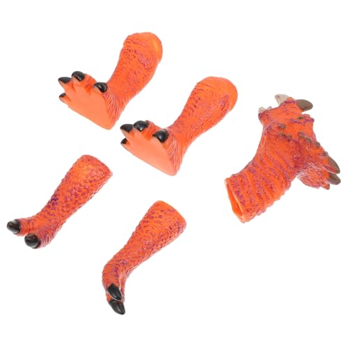 TOYANDONA 1 Satz Handpuppenspielzeug Fingerpuppe Tierisches Spielzeug Tierpuppenhandschuh Schaumstoffmatten Für Kinder Sockenpuppen Kinder Spielset Realistischer Dinosaurier Orange Plastik von TOYANDONA