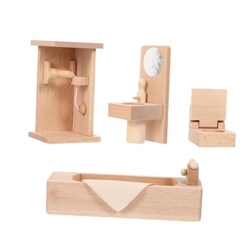 TOYANDONA 1 Satz Holz puppenhaus Miniatur-Badezimmerzubehör Bausteine Kinderspielzeug kinderzimmerdeko Spielzeuge Modelle Simulationsspielzeug Mini-Möbelspielzeug hölzern schmücken Suite von TOYANDONA