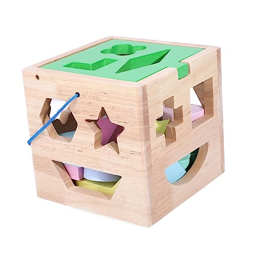 TOYANDONA 1 Satz Holzblock Lernspielzeug Für Kinder Formpassendes Spielzeug Shape-sortierer-würfel Denkspiel Passende Formen Für Kinder Entwicklungsspielzeug Puzzle-Spielzeug Hölzern von TOYANDONA