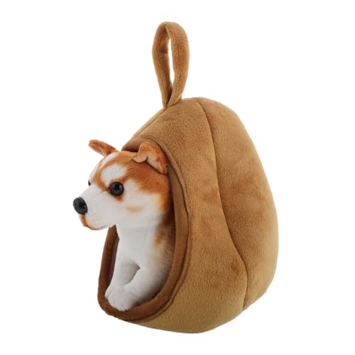 TOYANDONA 1 Satz Hundehausspielzeug Welpenfigur Kuscheltier Kätzchen große Hundehütte realistischer Spielzeughund Welpen ausgestopftes Tier Japanisches Stofftier Plüsch Light Brown von TOYANDONA