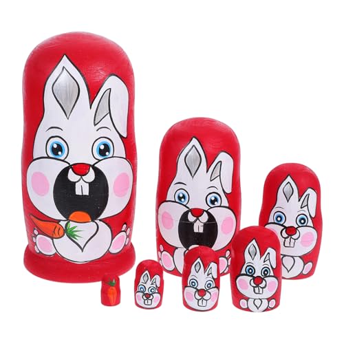 TOYANDONA 1 Satz Kaninchen-nistpuppe Russische Nistpuppen Nussknacker Nistpuppen Osterpuppen Dekorative Matroschka Osterhasenpuppe Matroschka-Puppen Weihnachtspuppen Süße Hasenpuppen Holz von TOYANDONA