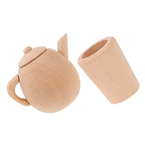 TOYANDONA 1 Satz Kinderspielzeug aus Buche holzspielzeug Tea Set for holzspielsachen Kinderzimmer gefälschte Teegeschirr Miniaturgeschirr aus Keramik Miniaturen hölzern von TOYANDONA