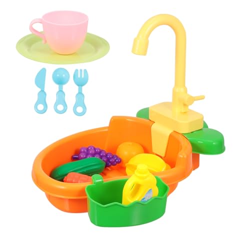 TOYANDONA 1 Satz Kinderwaschbecken kinderküche Kitchen kinderspüle Geschirrspüler Schwimmbad fantasievolles Simulation Küchengeschirr Plastik Orange von TOYANDONA