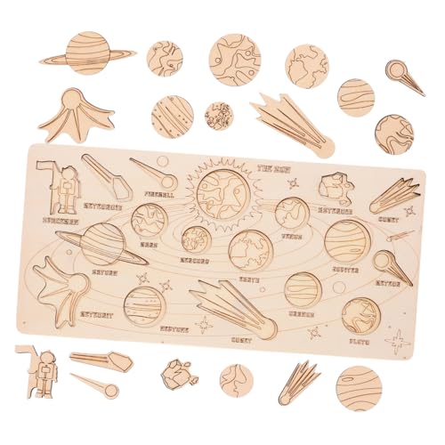 TOYANDONA 1 Satz Kosmische Kognitive Spielzeuge Erkenntnisrätsel Sonnensystemmodell Für Puzzle- Kinderspielzeug Rätsel Zum Sonnensystem Weltraumspielzeug Für 3-5 Holz von TOYANDONA