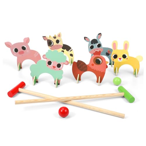 TOYANDONA 1 Satz Lustiges Tierkrocket Bausatz Kick-Crocket-Spiel Animal Croquet Kit Familienspiele Tier-krocket-Set Krocket-Spiel Tischplatte Outdoor-kit Für Hölzern von TOYANDONA