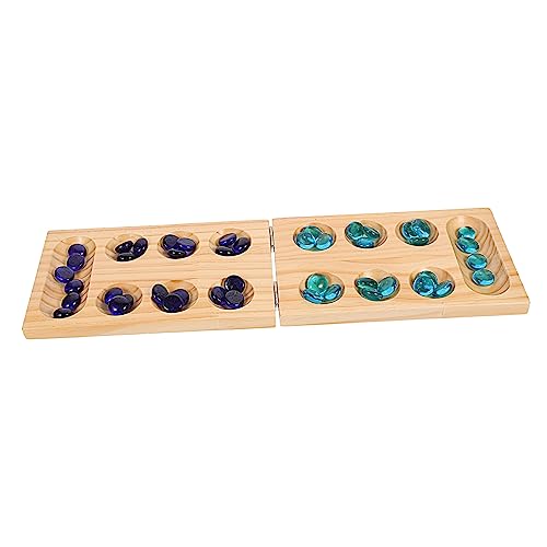 TOYANDONA 1 Satz Mankala Schach Planke Puzzle Spiel Faltbares Mancala-Brett Tragbare Mancale Faltbare Mancala Aus Holz Mancala-faltbrett Holz Mancala Hölzern von TOYANDONA