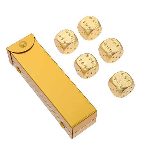 TOYANDONA 1 Satz Metallwürfel Mini- Sechsseitige Würfel Bausatz Würfelfach Karte Zubehör Spiele Würfeln Retro-würfel Würfel Für Mathe Herstellung Planke Golden Aluminiumlegierung von TOYANDONA